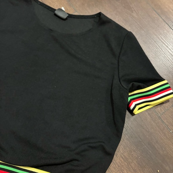 WINDSOR BLACK CROP TOP WITH COLORED STRIPE DETAILS - Picture 10 of 16